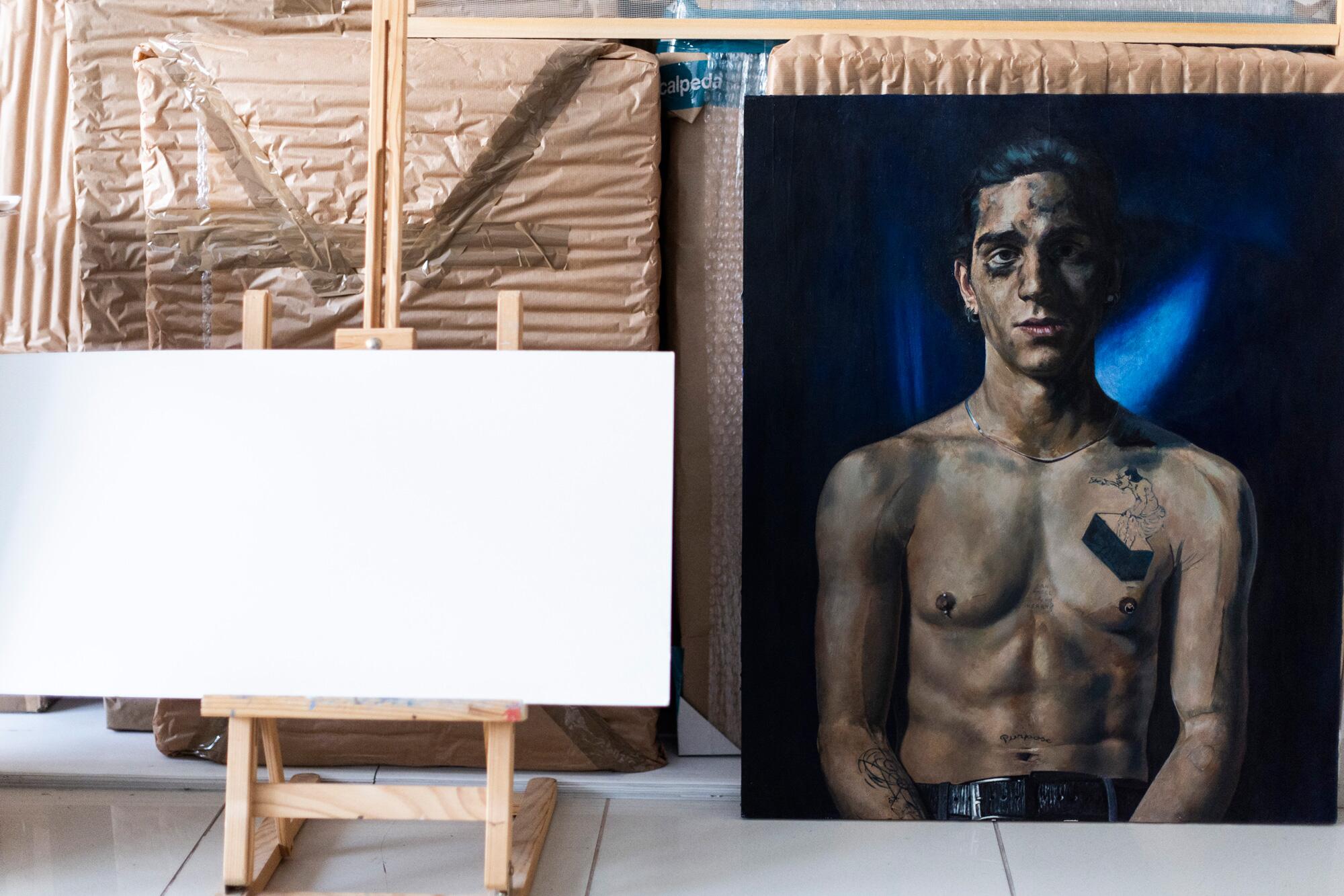 Detalle del estudio del pintor Miguel Tadeo